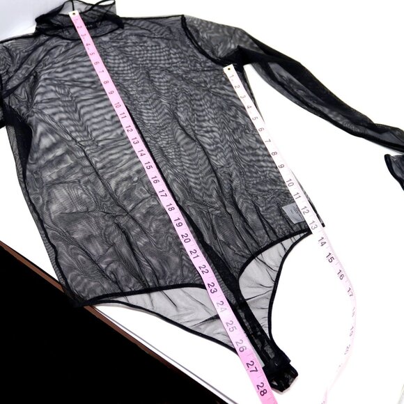 AKRIS Mock-Neck Illusion Sheer See Through Long-Sleeve Mesh Bodysuit - Picture 12 of 12